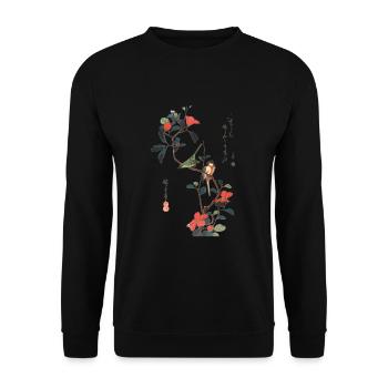 Japanischer Holzschnitt - Unisex Pullover - Schwarz - Vorne - Alina (178cm) & Michal (187cm)
