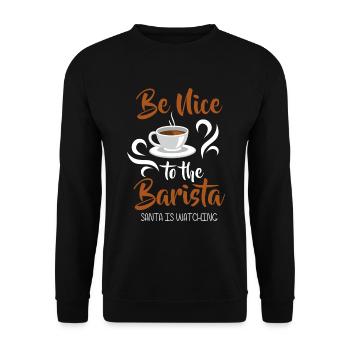 Espresso Cappuccino Work - Unisex Sweatshirt - black - Front - Alina (178cm) & Michal (187cm)