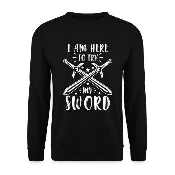 Schwert Samurai Geek Duell - Unisex Pullover - Schwarz - Vorne - Alina (178cm) & Michal (187cm)