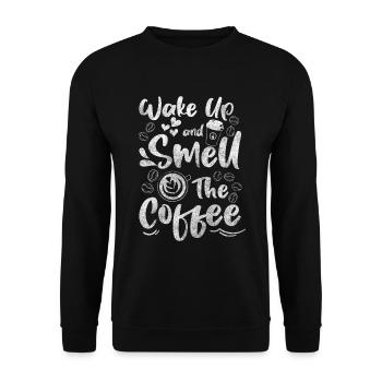 Kaffeeliebhaber Frühstück Kaffeebohne Coffeeshop - Unisex Pullover - Schwarz - Vorne - Alina (178cm) & Michal (187cm)