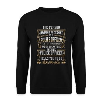 Police Sheriff Handcuffs - Unisex Sweatshirt - black - Front - Alina (178cm) & Michal (187cm)