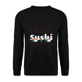 Sushi Fisch Kawaii - Unisex Pullover - Schwarz - Vorne - Alina (178cm) & Michal (187cm)