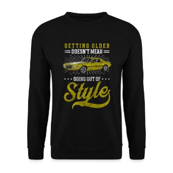Oldtimer Pflege Oldschool Legende - Unisex Pullover - Schwarz - Vorne - Alina (178cm) & Michal (187cm)