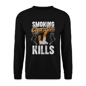 Smokers Smoke Smoking ban Consumption - Unisex Sweatshirt - black - Front - Alina (178cm) & Michal (187cm)