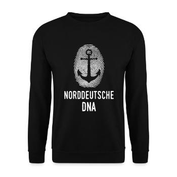 Norddeutsche DNA Moin Norddeutschland Plattdeutsch - Unisex Pullover - Schwarz - Vorne - Alina (178cm) & Michal (187cm)
