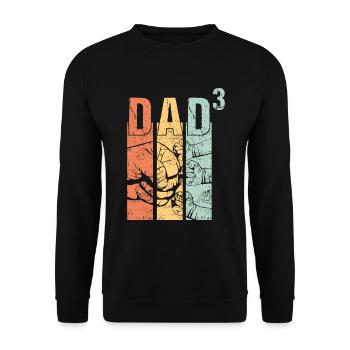 Papa Father of 3 third Three child baby children - Unisex Sweatshirt - black - Front - Alina (178cm) & Michal (187cm)