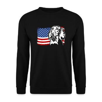 Dackel Dachshund US Amerika Fahne Hunde Wilsigns - Unisex Pullover - Schwarz - Vorne - Alina (178cm) & Michal (187cm)