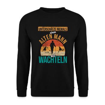 Wachtel Wachteln - Unisex Pullover - Schwarz - Vorne - Alina (178cm) & Michal (187cm)