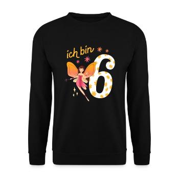 Kleine Fee 6 Jahre alt 6. Geburtstag Mädchen - Unisex Pullover - Schwarz - Vorne - Alina (178cm) & Michal (187cm)