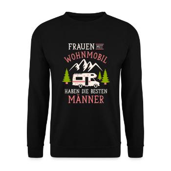 Camping Frauen Wohnmobil Camper Campingplatz - Unisex Pullover - Schwarz - Vorne - Alina (178cm) & Michal (187cm)
