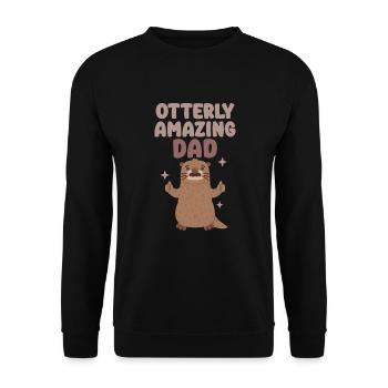 Funny Otter With Mustache Otterly Amazing Dad Pun - Unisex Sweatshirt - black - Front - Alina (178cm) & Michal (187cm)