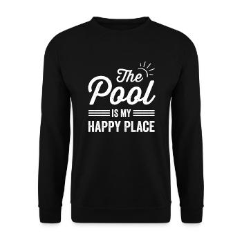 Der Pool ist mein glücklicher Ort Der Poolliebhaber - Unisex Pullover - Schwarz - Vorne - Alina (178cm) & Michal (187cm)