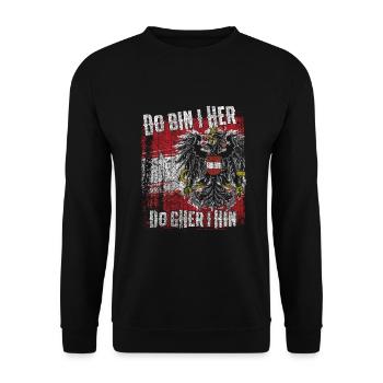 Do bin i her – Austrian pride of homeland - Unisex Sweatshirt - black - Front - Alina (178cm) & Michal (187cm)