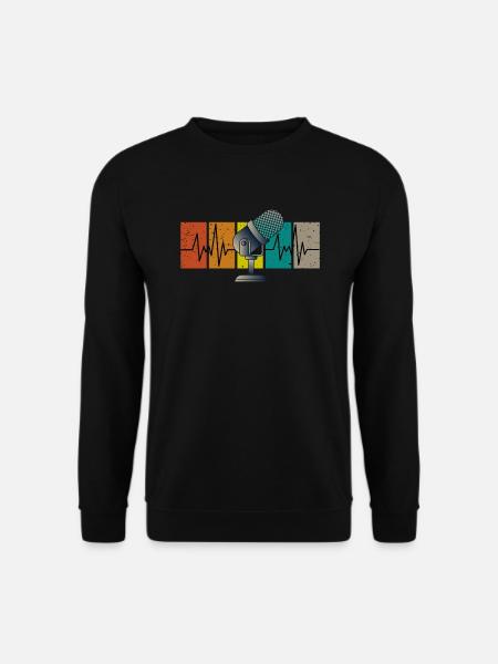 Herzschlag mit Microphon im Vintage Retro Look - Unisex Pullover - Schwarz