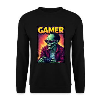 Zombie Gamer mit Controller - Unisex Pullover - Schwarz - Vorne - Alina (178cm) & Michal (187cm)