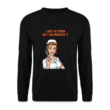 Krankenschwester Spruch: Dummheit Medizin - Unisex Pullover - Schwarz - Vorne - Alina (178cm) & Michal (187cm)