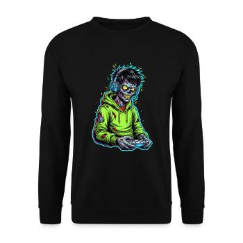 Zombie Gamer – Brain needs a break! - Unisex Sweatshirt - black - Front - Alina (178cm) & Michal (187cm)