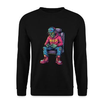 Undead Gamer : Zombie Gamer Trucker - Sweat-shirt Unisexe - noir - Devant - Alina (178cm) & Michal (187cm)