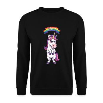 29+1 : Licorne pour ses 30 ans - Sweat-shirt Unisexe - noir - Devant - Alina (178cm) & Michal (187cm)