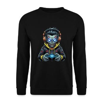 Zombie Gamer: Zocken bis der Kopf explodiert! - Unisex Pullover - Schwarz - Vorne - Alina (178cm) & Michal (187cm)