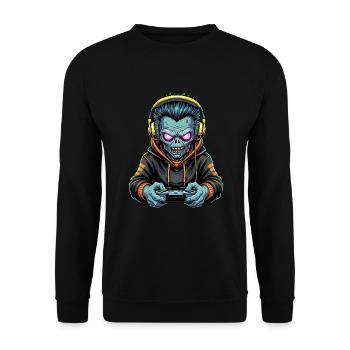 Zombie Zocker Power: Level Up mit Untoten! - Unisex Pullover - Schwarz - Vorne - Alina (178cm) & Michal (187cm)