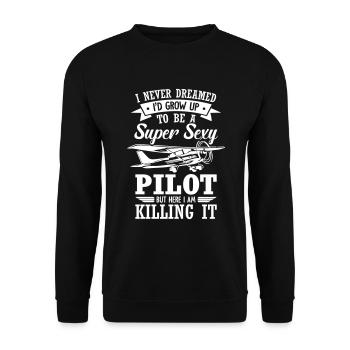 Pilot Super Sexy - Unisex Pullover - Schwarz - Vorne - Alina (178cm) & Michal (187cm)