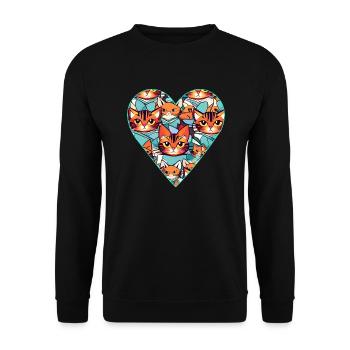 Heart with cats - Unisex Sweatshirt - black - Front - Alina (178cm) & Michal (187cm)