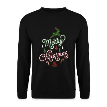 Merry Christmas Frohe Weihnachten Ugly Christmas - Unisex Pullover - Schwarz - Vorne - Alina (178cm) & Michal (187cm)