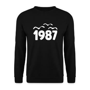 1987 Jahr Geburtstag Jahrgang 1987 - Unisex Pullover - Schwarz - Vorne - Alina (178cm) & Michal (187cm)
