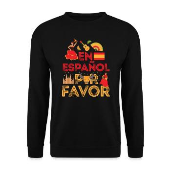 En Español Por Favor Spain Spanish Teacher Gift - Unisex Sweatshirt - black - Front - Alina (178cm) & Michal (187cm)