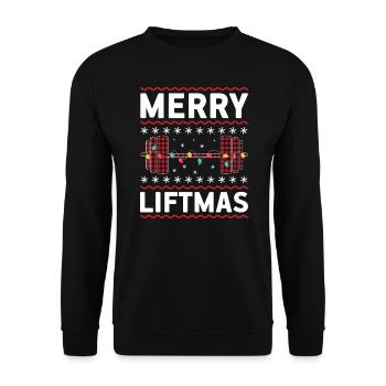 Weihnachts-Frohe Liftmas Gym Equipment Weihnachtsgeschenk - Unisex Pullover - Schwarz - Vorne - Alina (178cm) & Michal (187cm)