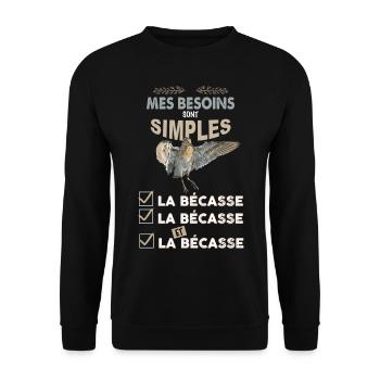 Chasse bécasse humour chasseur de bécasse - Sweat-shirt Unisexe - noir - Devant - Alina (178cm) & Michal (187cm)
