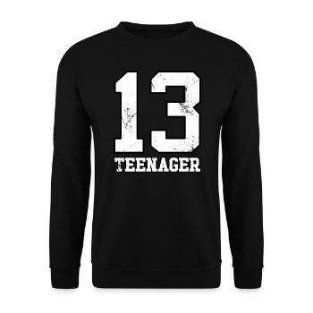 Teenager 13 Jahre Teenie Teeny Jungendlich - Unisex Pullover - Schwarz - Vorne - Alina (178cm) & Michal (187cm)