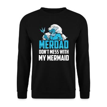 Merdad Meerjungfrau Papa Lustiges Vatertagshemd für - Unisex Pullover - Schwarz - Vorne - Alina (178cm) & Michal (187cm)