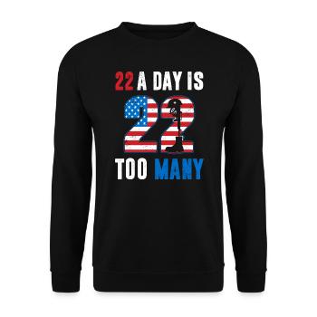 22 Ein Tag ist zu viel Amerika Veteran USA Flagge 4. - Unisex Pullover - Schwarz - Vorne - Alina (178cm) & Michal (187cm)