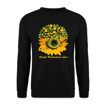 accept understand love sunflower autism - Unisex Sweatshirt - black - Front - Alina (178cm) & Michal (187cm)