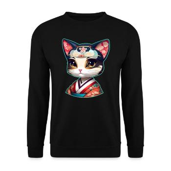 Mignons Samurai Cats Lady Anime Manga - Sweat-shirt Unisexe - noir - Devant - Alina (178cm) & Michal (187cm)