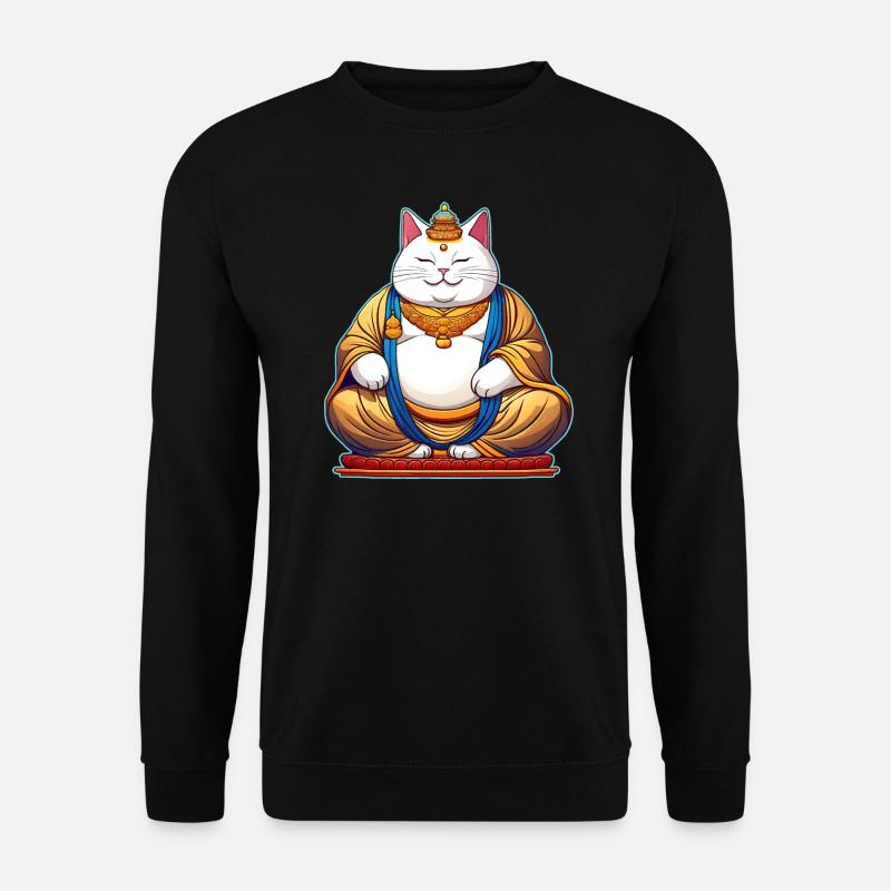Funny fat cat as Buddha - Unisex Sweatshirt - black