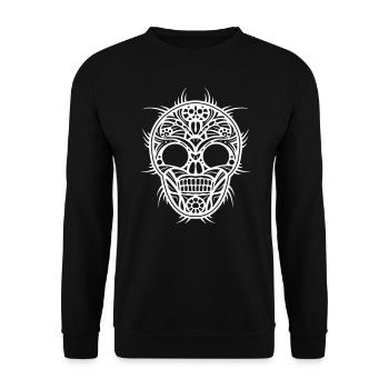 Halloween - Feast of the Dead - Skull - Unisex Sweatshirt - black - Front - Alina (178cm) & Michal (187cm)