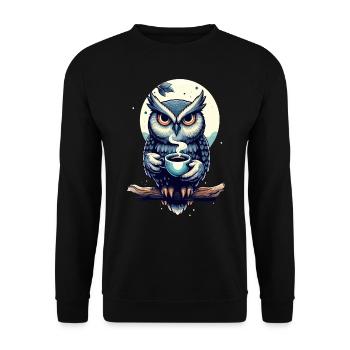 Hibou veilleur de nuit - Sweat-shirt Unisexe - noir - Devant - Alina (178cm) & Michal (187cm)