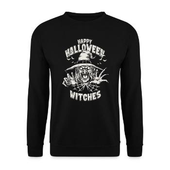Halloween Hexe - Unisex Pullover - Schwarz - Vorne - Alina (178cm) & Michal (187cm)