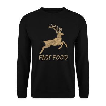 Restauration rapide fuyant le passage des cerfs - Sweat-shirt Unisexe - noir - Devant - Alina (178cm) & Michal (187cm)