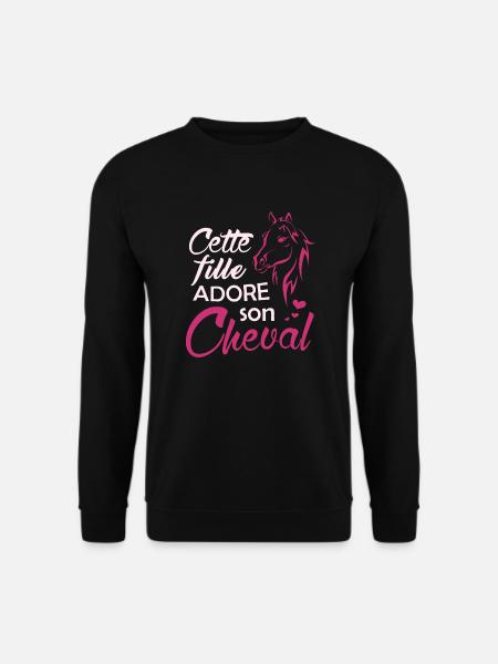 T-shirt équitation - Cette Fille adore son Cheval - Sweat-shirt Unisexe - noir