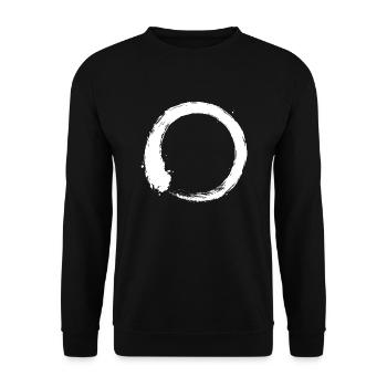 Enso Zen Kreis weiß - Unisex Pullover - Schwarz - Vorne - Alina (178cm) & Michal (187cm)