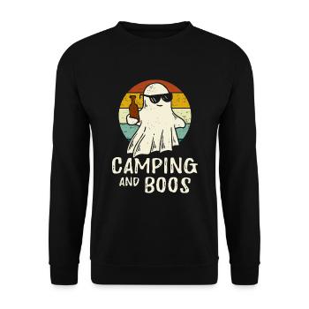 Camping und Boos Halloween Geist Bier Party - Unisex Pullover - Schwarz - Vorne - Alina (178cm) & Michal (187cm)