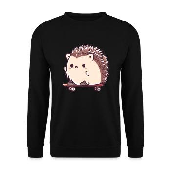 Süßer Igel skatet - Unisex Pullover - Schwarz - Vorne - Alina (178cm) & Michal (187cm)