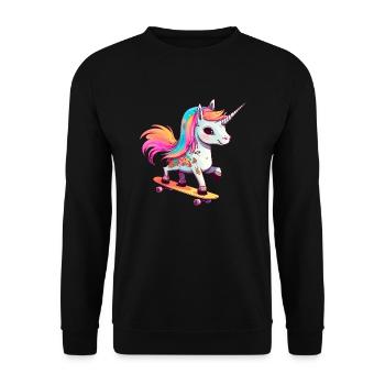 Licorne sur une planche à roulettes - Sweat-shirt Unisexe - noir - Devant - Alina (178cm) & Michal (187cm)