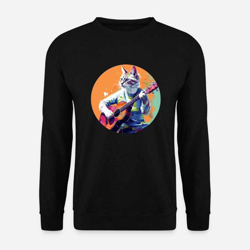 Cat joue de la guitare - Sweat-shirt Unisexe - noir