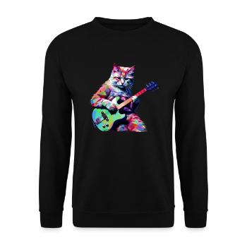 Cat joue de la guitare - Sweat-shirt Unisexe - noir - Devant - Alina (178cm) & Michal (187cm)