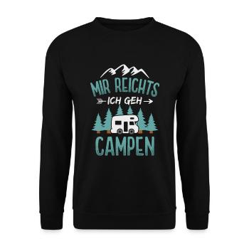 Camping Camper Wohnmobil Campingplatz - Unisex Pullover - Schwarz - Vorne - Alina (178cm) & Michal (187cm)
